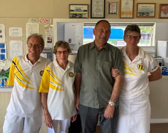 Winners of Waimea Richmond Funeral Services 2 Bowl Triples - Mel Mounsey, Carolyn Mason, Francis Day  (Marden House) and Julie Hall